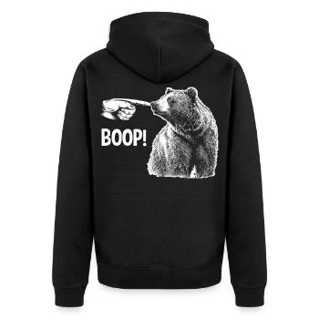 Funny Bear Boop The Snoot Animal Humor - Unisex Premium Bio Zip Hoodie - Schwarz - Hinten - Nico (187cm)