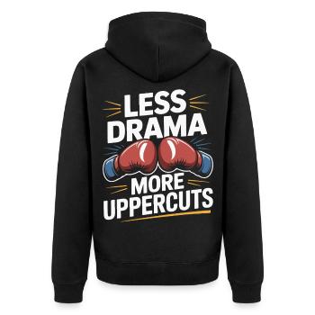 Less Drama More Uppercuts Gloves Boxing Gloves - Unisex Premium Bio Zip Hoodie - Schwarz - Hinten - Nico (187cm)