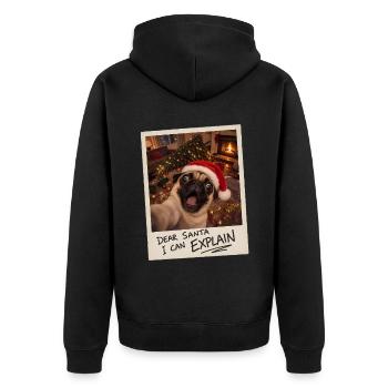 Dear Santa I Can Explain Mops Selfie - Unisex Premium Bio Zip Hoodie - Schwarz - Hinten - Nico (187cm)