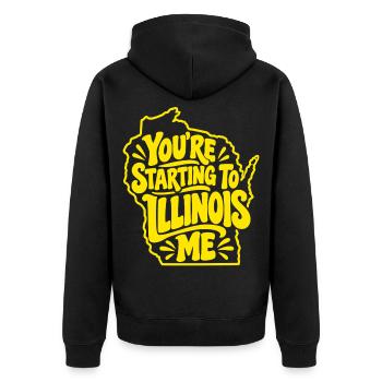 Du fängst an mich Illinois zu nennen - Unisex Premium Bio Zip Hoodie - Schwarz - Hinten - Nico (187cm)