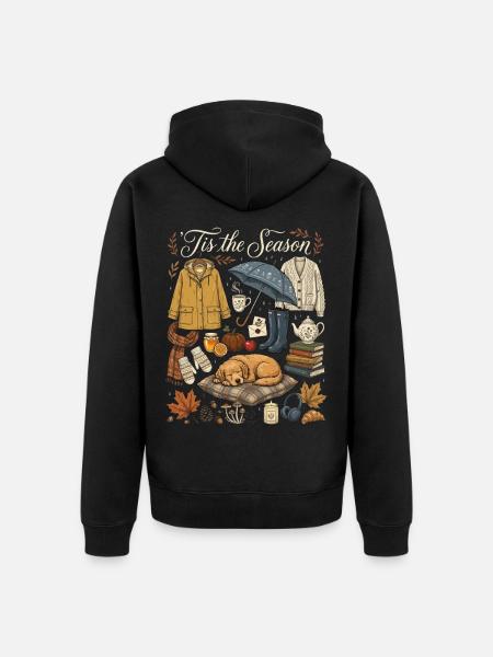 Herbstzauber Kuscheloutfit - Unisex Premium Bio Zip Hoodie - Schwarz