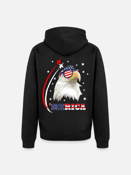 Merica Eagle - Unisex Premium Bio Zip Hoodie - Schwarz