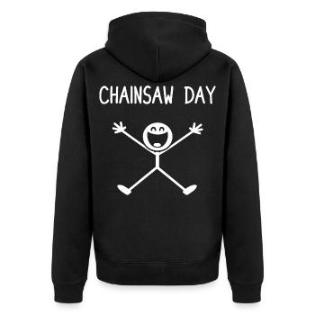 Chainsaw day Holz machen Holzfäller Waldarbeiter - Unisex Premium Bio Zip Hoodie - Schwarz - Hinten - Nico (187cm)