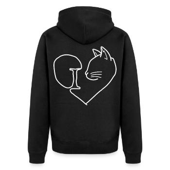 Katzen Herz Tierliebe - Unisex Premium Bio Zip Hoodie - Schwarz - Hinten - Nico (187cm)