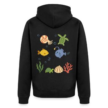 Nautilus Unterwasser Kinder Meeresschildkröte Meer - Unisex Premium Bio Zip Hoodie - Schwarz - Hinten - Nico (187cm)