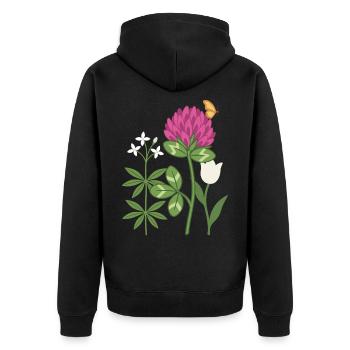 Tulpe Blumen Waldmeister Rotklee floral Zeichnung - Unisex Premium Bio Zip Hoodie - Schwarz - Hinten - Nico (187cm)