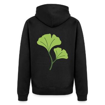 Ginkgo Pflanze Illustration Geschenkidee - Unisex Premium Bio Zip Hoodie - Schwarz - Hinten - Nico (187cm)