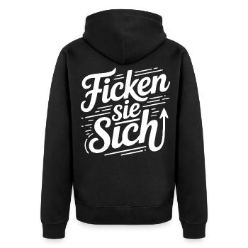 Fick dich Ficken sie sich Sprüche Mann Frau Fuck - Unisex Premium Bio Zip Hoodie - Schwarz - Hinten - Nico (187cm)