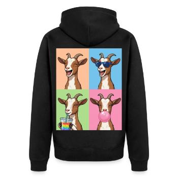 Ziegen Ziege - Unisex Premium Bio Zip Hoodie - Schwarz - Hinten - Nico (187cm)