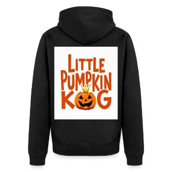 Kleiner Kürbiskönig Halloween-Design - Unisex Premium Bio Zip Hoodie - Schwarz - Hinten - Nico (187cm)