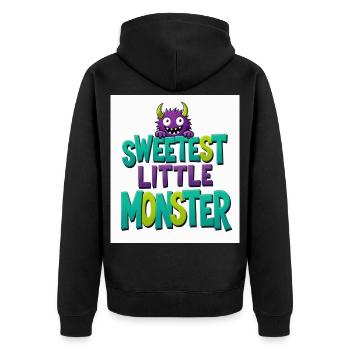 Das süßeste kleine Monster - Unisex Premium Bio Zip Hoodie - Schwarz - Hinten - Nico (187cm)