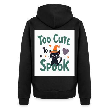 Zu süß, um Katze zu erschrecken Halloween - Unisex Premium Bio Zip Hoodie - Schwarz - Hinten - Nico (187cm)