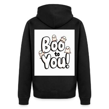 Buh auf dich! Süße Geister Halloween - Unisex Premium Bio Zip Hoodie - Schwarz - Hinten - Nico (187cm)