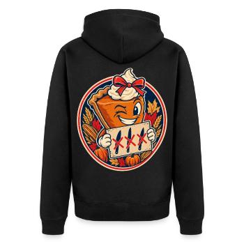 Thanksgiving Kürbiskuchen Zu Süß Zum Anschneiden - Unisex Premium Bio Zip Hoodie - Schwarz - Hinten - Nico (187cm)