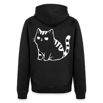 Lustige Katze Minimalistisches Katzen Geschenk  - Unisex Premium Bio Zip Hoodie - Schwarz - Hinten - Nico (187cm)