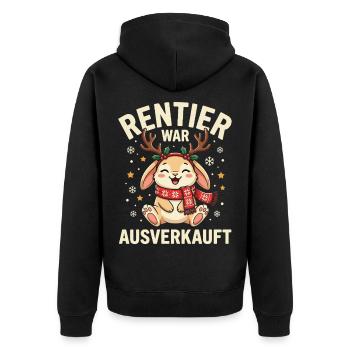 Rentierhase Ausverkauft Weihnachtsdesign - Unisex Premium Bio Zip Hoodie - Schwarz - Hinten - Nico (187cm)
