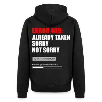 Fehler 409 nicht verfügbar - Unisex Premium Bio Zip Hoodie - Schwarz - Hinten - Nico (187cm)