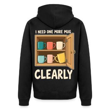 Noch eine Tasse natürlich - Unisex Premium Bio Zip Hoodie - Schwarz - Hinten - Nico (187cm)