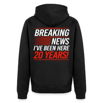 Mitarbeiter der Woche Mitarbeiter des Monats - Unisex Premium Bio Zip Hoodie - Schwarz - Hinten - Nico (187cm)