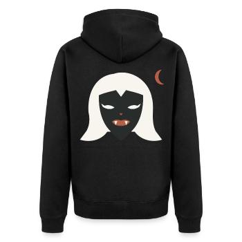 Halloween Vampirin Damen - Unisex Premium Bio Zip Hoodie - Schwarz - Hinten - Nico (187cm)