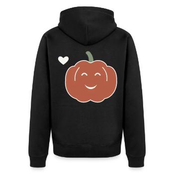 Halloween Kürbis Damen - Unisex Premium Bio Zip Hoodie - Schwarz - Hinten - Nico (187cm)
