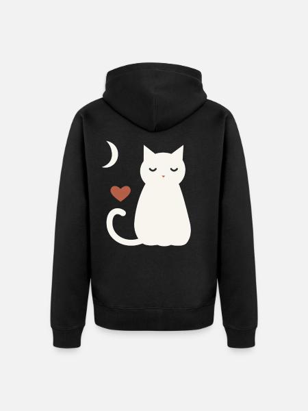 Halloween Katze Damen - Unisex Premium Bio Zip Hoodie - Schwarz