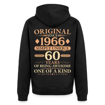 Original 1966 Living Legend 60th Birthday Gift - Unisex Premium Bio Zip Hoodie - Schwarz - Hinten - Nico (187cm)