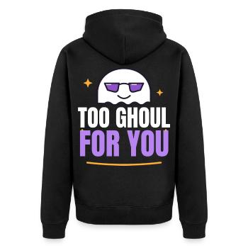 Too Ghoul for You Funny Halloween Ghost Sunglasses - Unisex Premium Bio Zip Hoodie - Schwarz - Hinten - Nico (187cm)