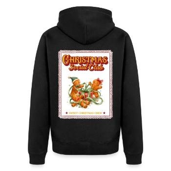 Christmas Social Club Lebkuchen Geschenke Retro - Unisex Premium Bio Zip Hoodie - Schwarz - Hinten - Nico (187cm)