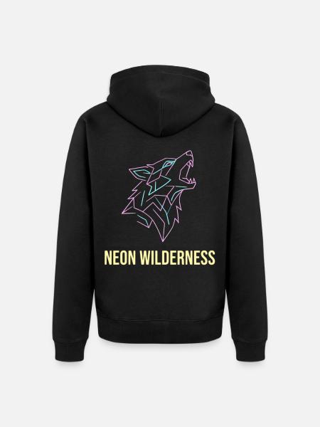 Wolf Neon Wilderness - Unisex Premium Bio Zip Hoodie - Schwarz