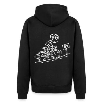 Radfahrer Höhenmeter – Line Art - Unisex Premium Bio Zip Hoodie - Schwarz - Hinten - Nico (187cm)