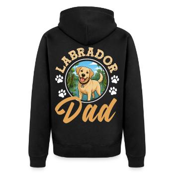 Labrador Hund Lustiges Schlafshirt Hunde Geschenk - Unisex Premium Bio Zip Hoodie - Schwarz - Hinten - Nico (187cm)