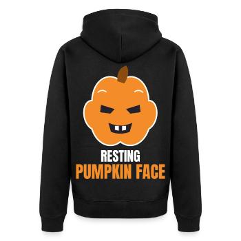 Resting Pumpkin Face Funny Halloween Pumpkin - Unisex Premium Bio Zip Hoodie - Schwarz - Hinten - Nico (187cm)