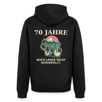 70 Jahre Radfahrer Ausgerollt - Unisex Premium Bio Zip Hoodie - Schwarz - Hinten - Nico (187cm)