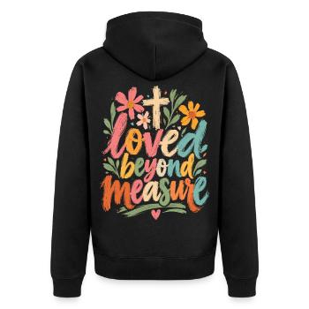 Über Maße geliebt Christliche Frauen Glauben Blumen - Unisex Premium Bio Zip Hoodie - Schwarz - Hinten - Nico (187cm)