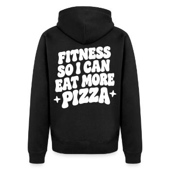 Fitness so i can eat more pizza - Unisex Premium Bio Zip Hoodie - Schwarz - Hinten - Nico (187cm)