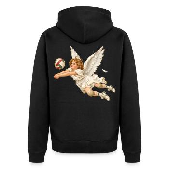 Volleyball Engel Weihnachten Geschenk Vintage - Unisex Premium Bio Zip Hoodie - Schwarz - Hinten - Nico (187cm)