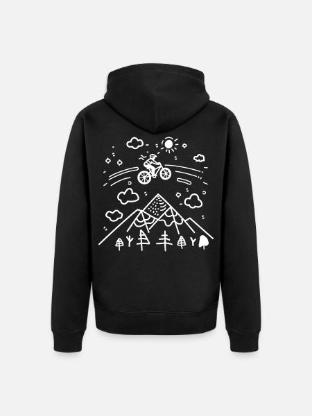 Mountainbiking Skizze - Unisex Premium Bio Zip Hoodie - Schwarz
