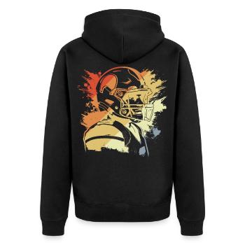 Vintage Football - Unisex Premium Bio Zip Hoodie - Schwarz - Hinten - Nico (187cm)