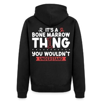 Aplastische Anämie - Knochenmark Ding - Unisex Premium Bio Zip Hoodie - Schwarz - Hinten - Nico (187cm)