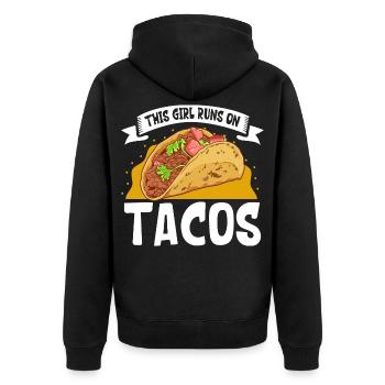 Ladies love Tacos - Unisex Premium Bio Zip Hoodie - Schwarz - Hinten - Nico (187cm)