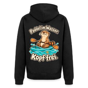 Paddeln Kajak Kanu SUP Paddler Wassersport - Unisex Premium Bio Zip Hoodie - Schwarz - Hinten - Nico (187cm)