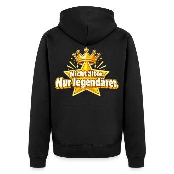 Geburtstag Legende – Geburtstagsgeschenk - Unisex Premium Bio Zip Hoodie - Schwarz - Hinten - Nico (187cm)