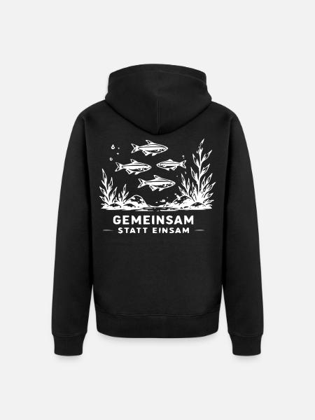 Gemeinsam statt einsam – Unterwasserfische - Unisex Premium Bio Zip Hoodie - Schwarz