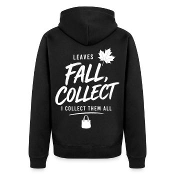 Herbstlaub sammeln – I Collect Them All - Unisex Premium Bio Zip Hoodie - Schwarz - Hinten - Nico (187cm)