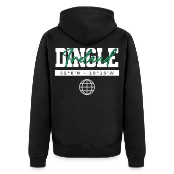 Dingle Irland Koordinaten Reise Souvenir - Unisex Premium Bio Zip Hoodie - Schwarz - Hinten - Nico (187cm)