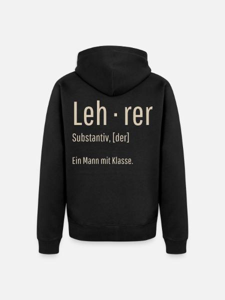 Lehrer Substantiv Definition Schule Geschenk - Unisex Premium Bio Zip Hoodie - Schwarz