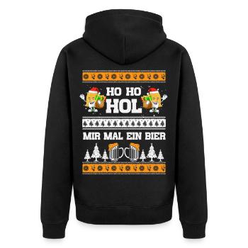 Ho Ho Hol – Biergläser mit Geschenken - Unisex Premium Bio Zip Hoodie - Schwarz - Hinten - Nico (187cm)