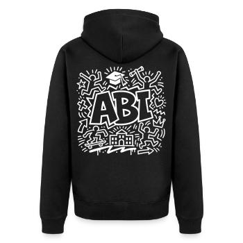 Abishirt - Unisex Premium Bio Zip Hoodie - Schwarz - Hinten - Nico (187cm)