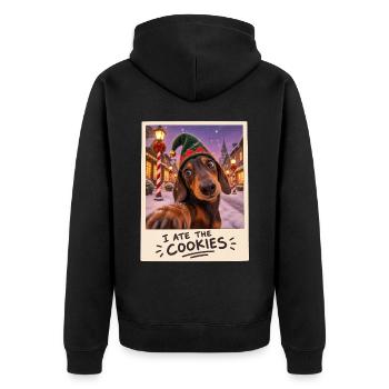 I Ate The Cookies Dackel Selfie Weihnachten - Unisex Premium Bio Zip Hoodie - Schwarz - Hinten - Nico (187cm)